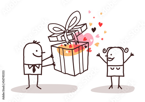 man in love giving a present to a woman