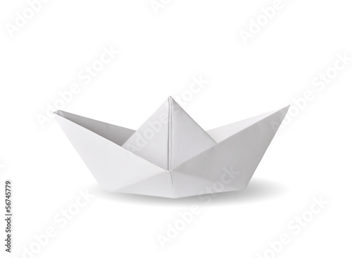 photo of paper ship isolated on white background.