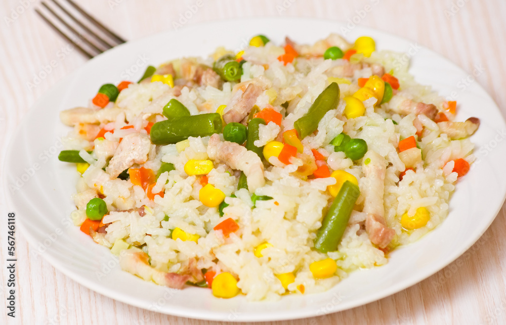 meat with Rice and vegetables