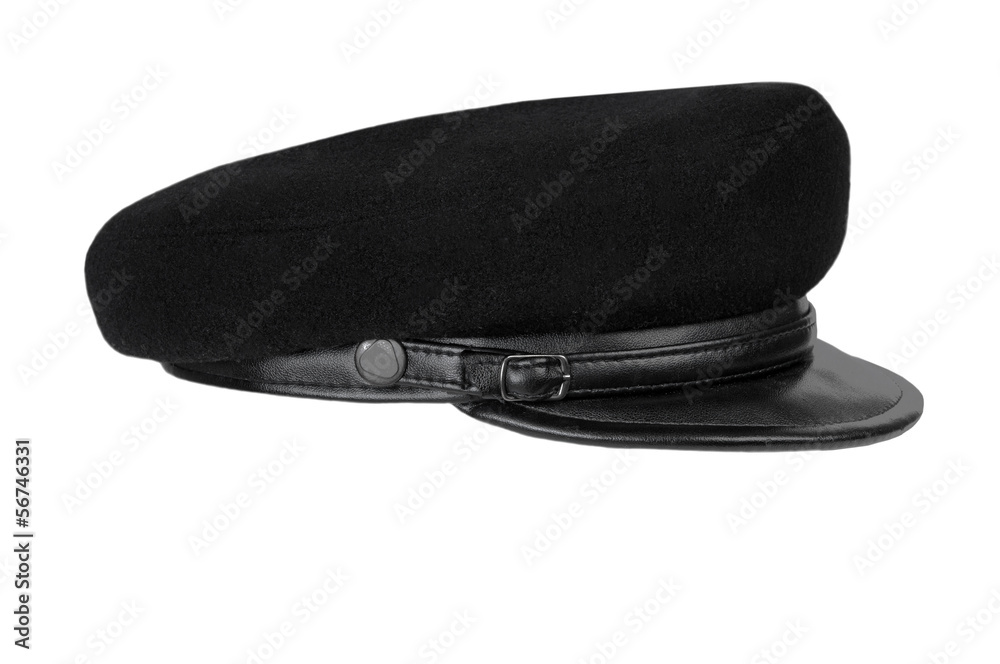 Black peaked cap isolated over white background