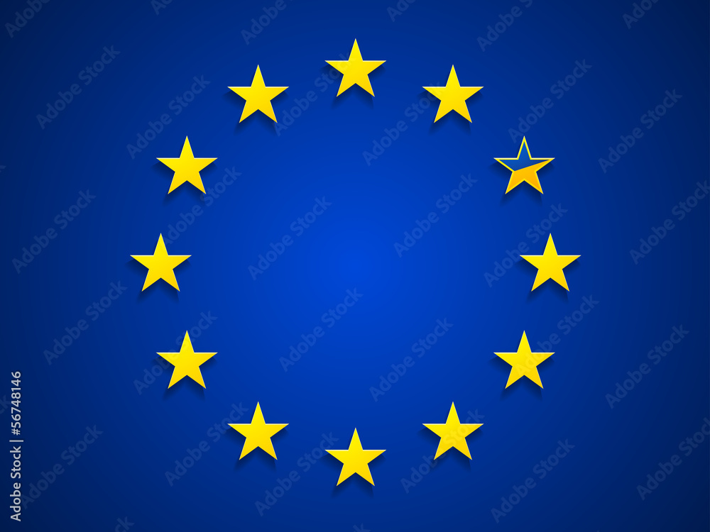 European Union with one star as Ukrainian flag European Union with one star as Ukrainian flag