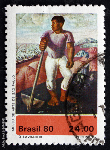 Postage stamp Brazil 1980 The Worker, by Candido Portinari photo