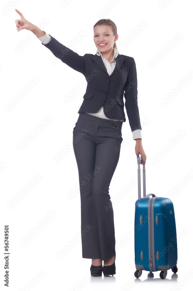 Businesswoman travelling isolated on white Businesswoman travelling isolated on white