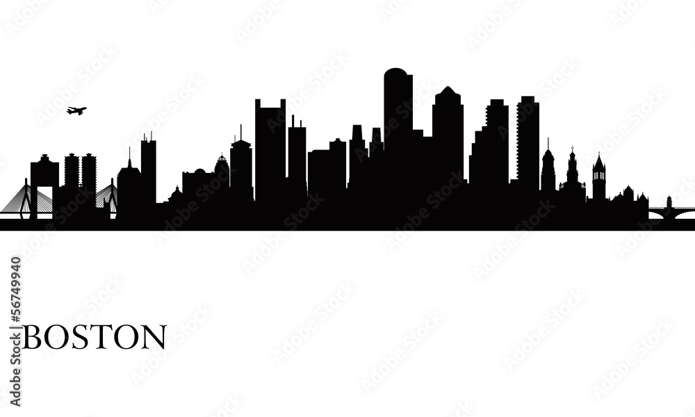 Boston city skyline silhouette background
