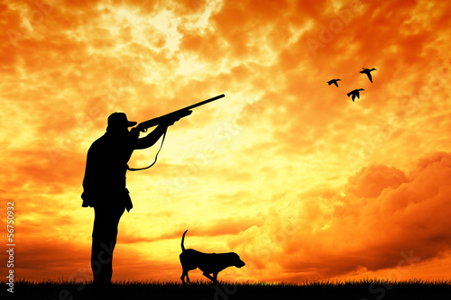 hunter at sunset
