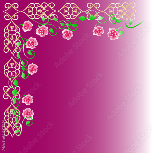 Vintage roses frame. Vector illustration.