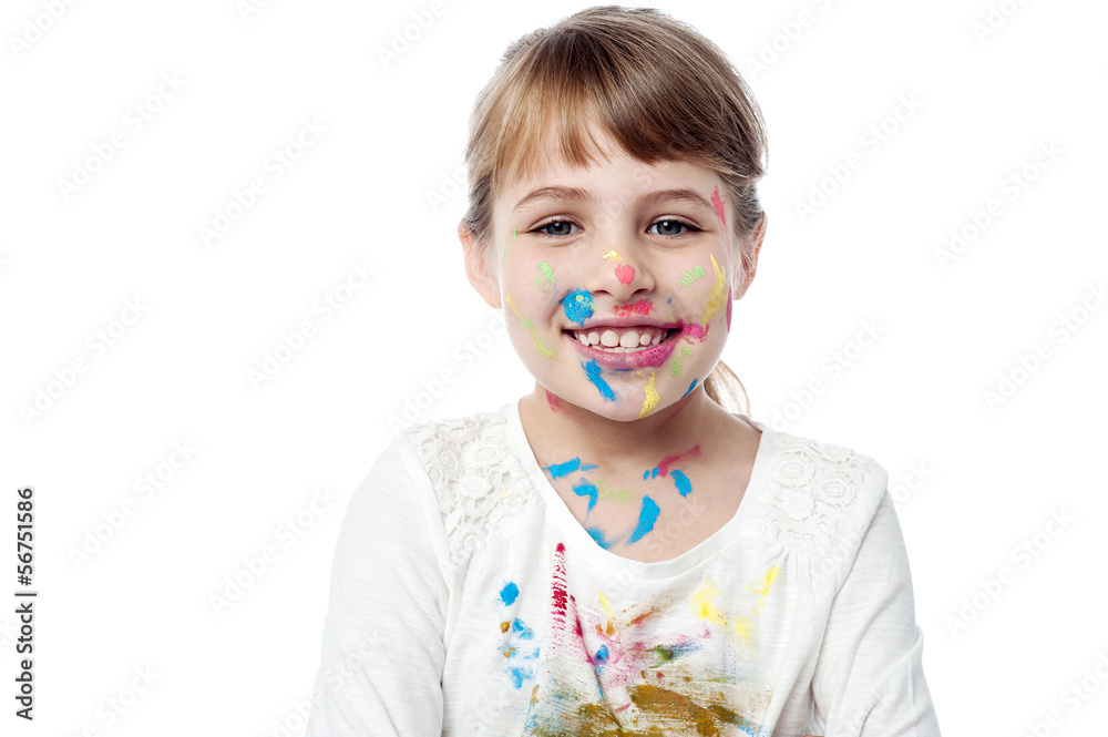 Smiling cute kid with painted face Smiling cute kid with painted face