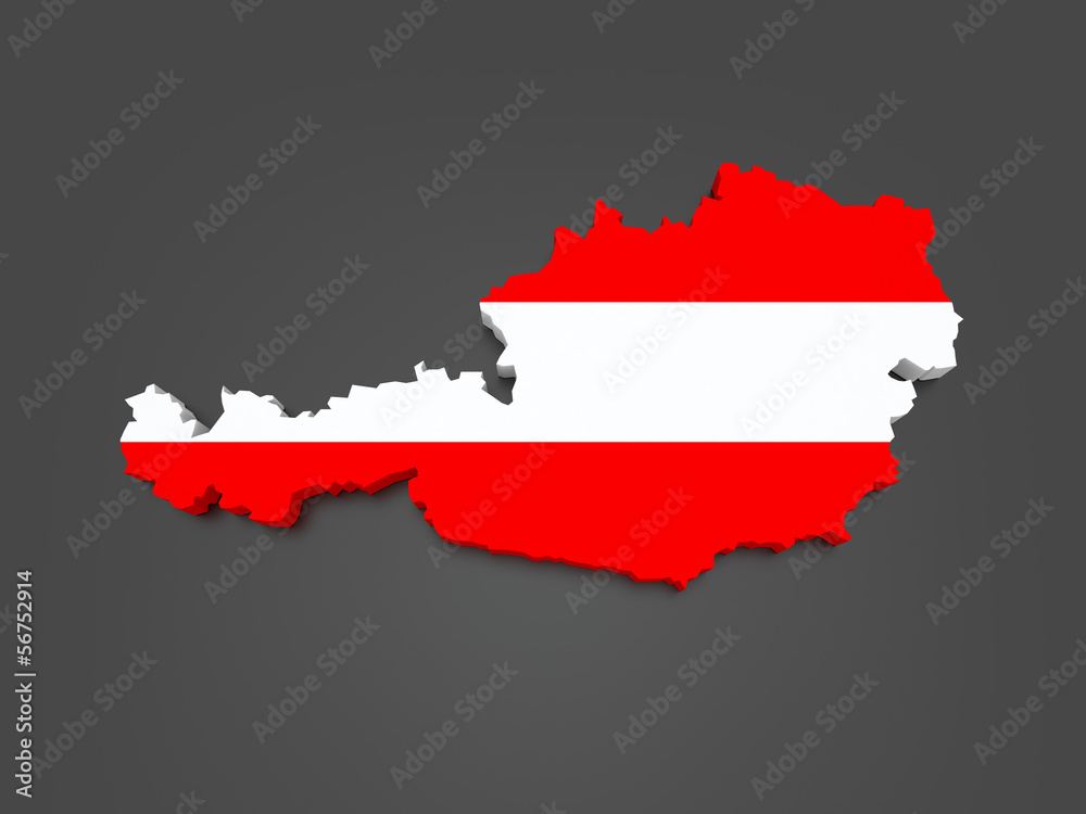 Three-dimensional map of Austria