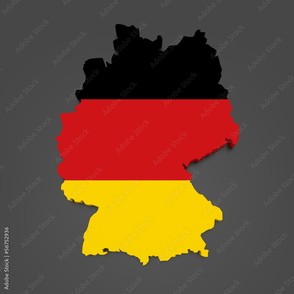 Obraz premium Three-dimensional map of Germany.