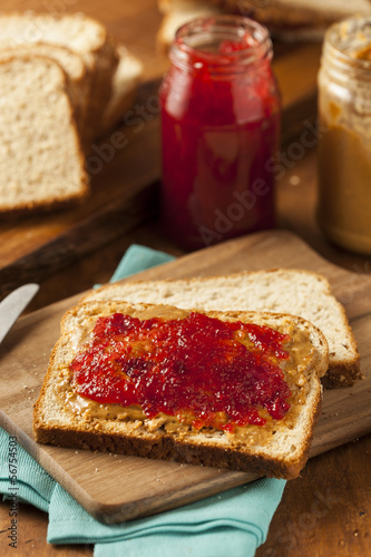 Homemade Peanut Butter and Jelly Sandwich