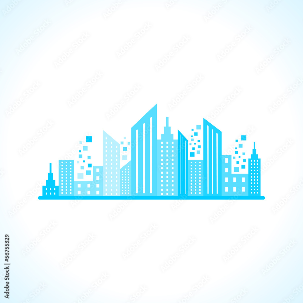 Illustration of abstract blue building design