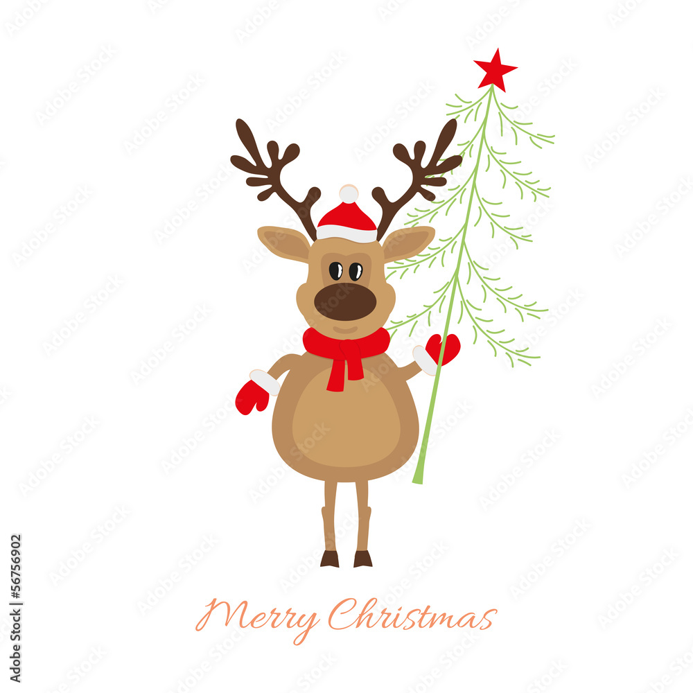 Christmas reindeer with Christmas tree Christmas reindeer with Christmas tree