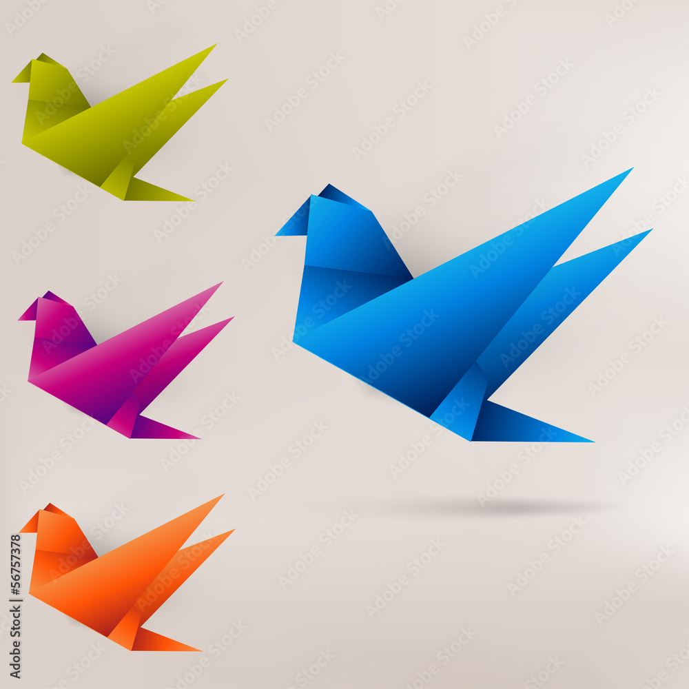 Fototapeta premium Origami paper bird on abstract background