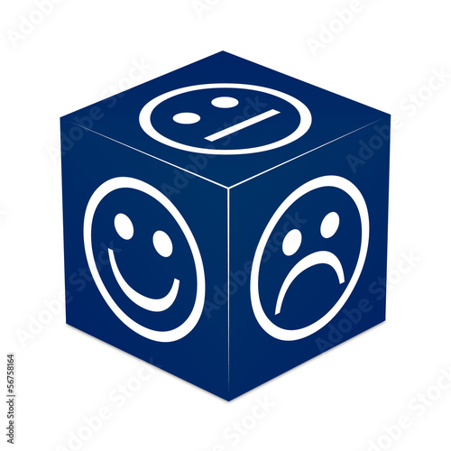 Dark Blue Cube With Smileys