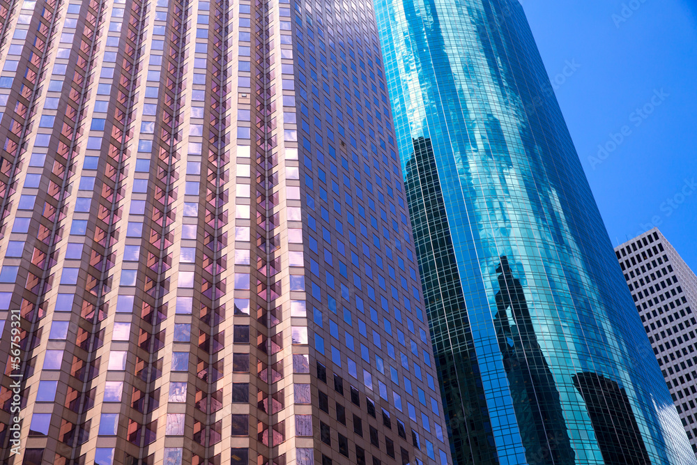 Houston Texas urban city with modern mirror skyscapers