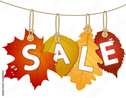 Hanging vector sale with autumn leaves