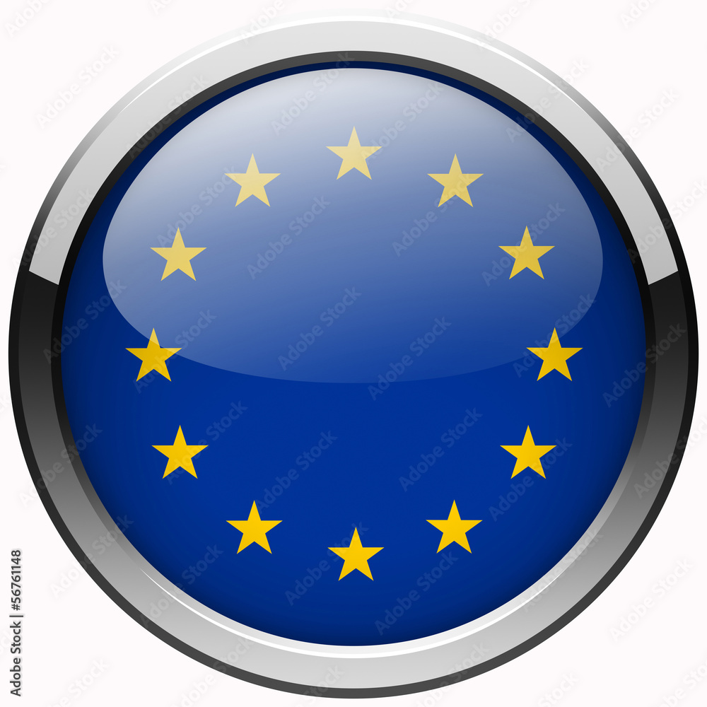 european union flag realistic gel metal button on white european union flag realistic gel metal button on white