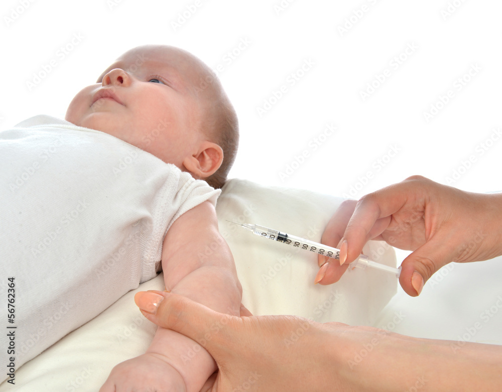 Doctor vaccinating child baby flu injection shot Doctor vaccinating child baby flu injection shot
