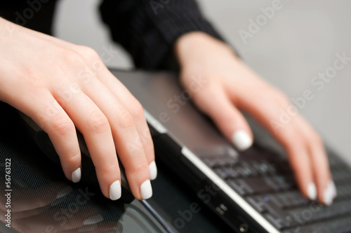 Female hands using laptop