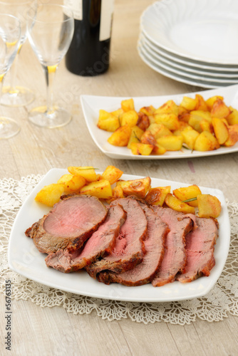 Roast beef con patate