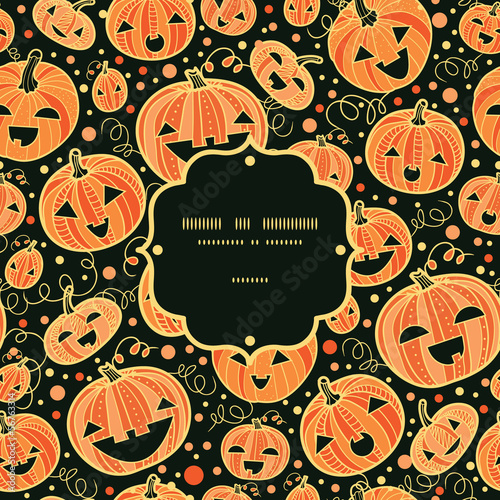 vector Halloween pumpkins frame seamless pattern background with