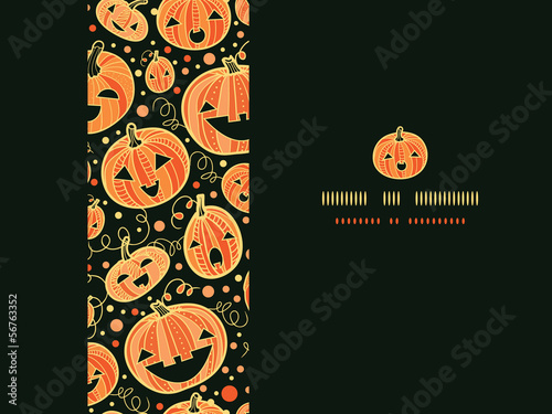 vector Halloween pumpkins horizontal frame seamless pattern