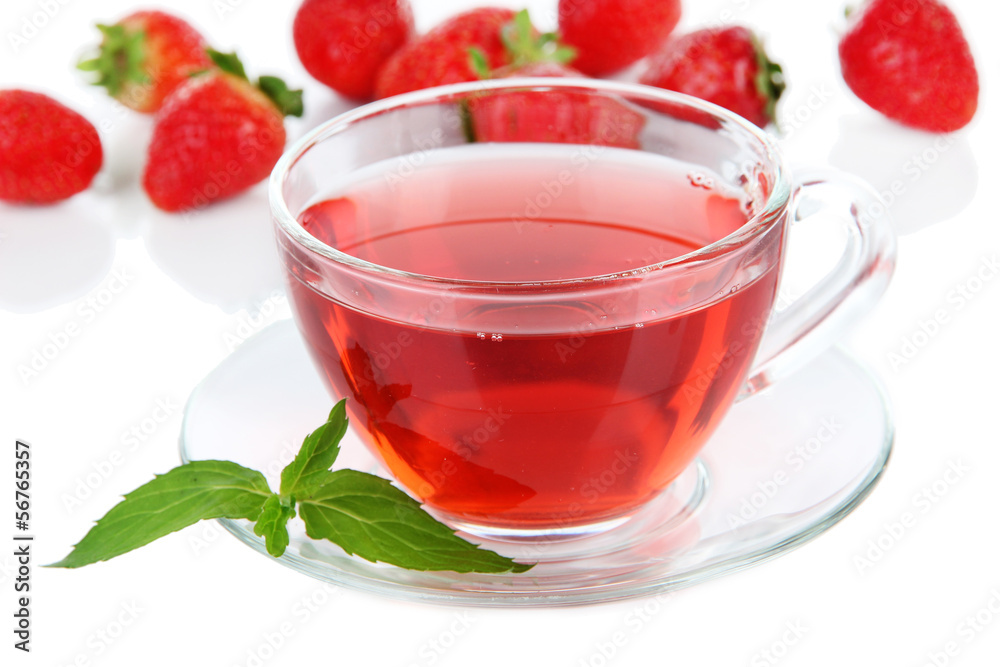 Delicious strawberry tea isolated on white Delicious strawberry tea isolated on white