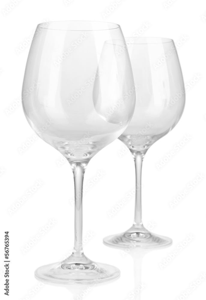 Empty wine glasses isolated on white