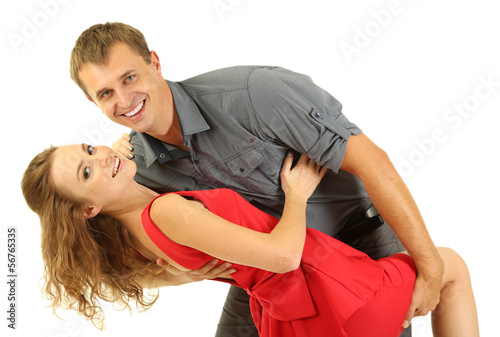 Young couple isolated on white