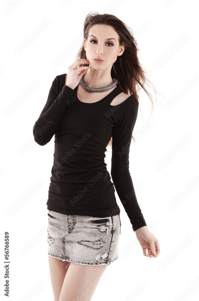 Young casual woman style isolated over white background Young casual woman style isolated over white background