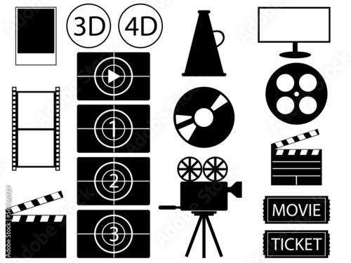 Set of movie and cinema elements