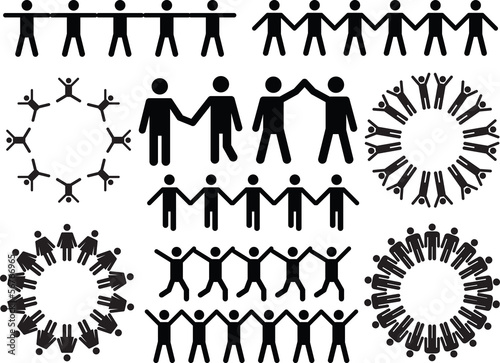 Set of people doing stuff illustrated on white