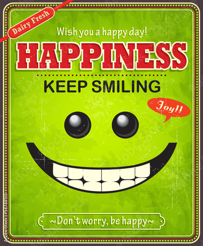 Vintage happy face poster design