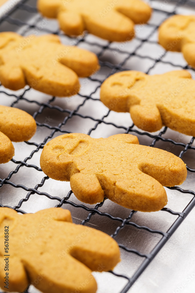 Baked gingerbread cookies close up Baked gingerbread cookies close up