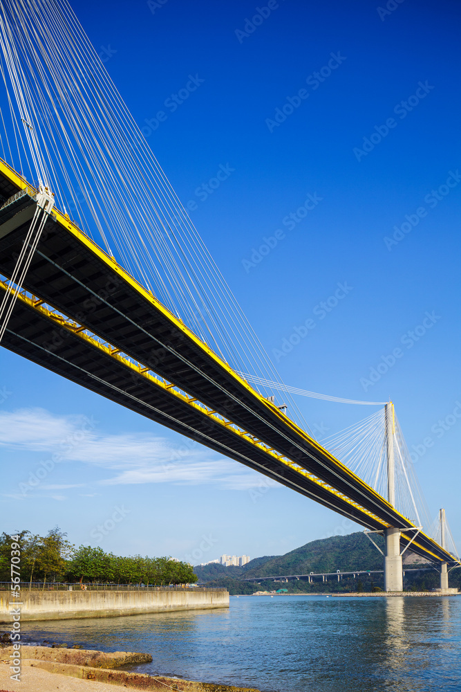 Ting Kau suspension bridge in Hong Kong