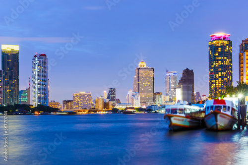Bangkok skyline at night © leungchopan