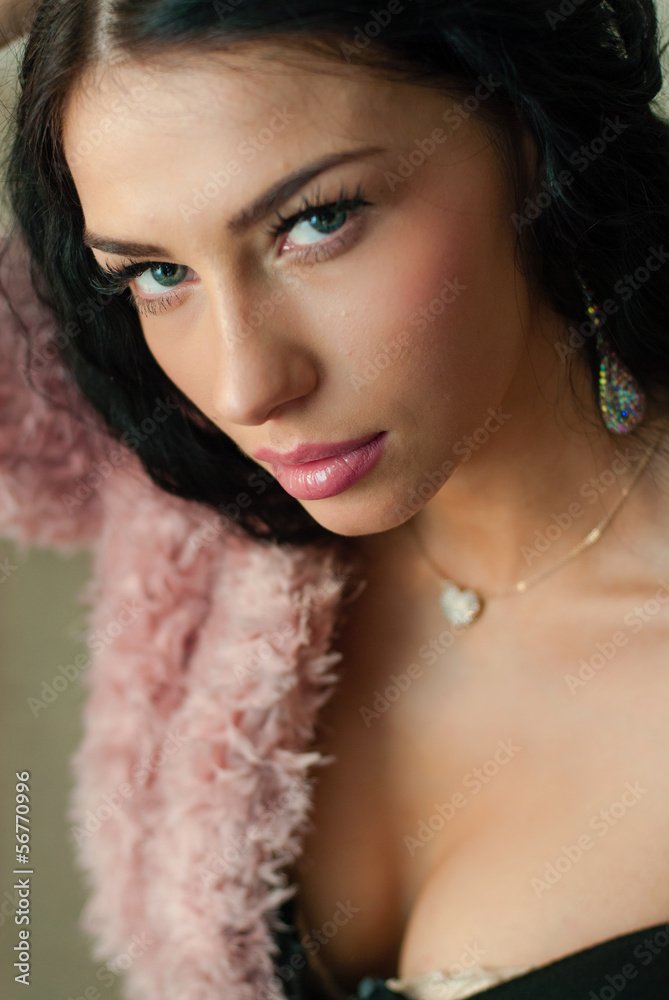 Beautiful young fashion sexy sensual woman closeup portrait Beautiful young fashion sexy sensual woman closeup portrait