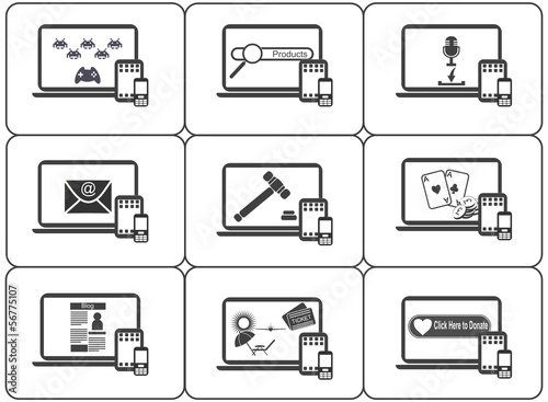 Laptop Computer Tablet and Smartphone Icon capabilities