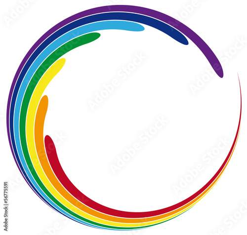 Logo - Esoterik - Farbkreis Chakra, Regenbogen, Regenbogenfarben, Gleichheit, Yoga, Mantra und Gelassenheit, innere Zufriedenheit finden, vektor, isoliert