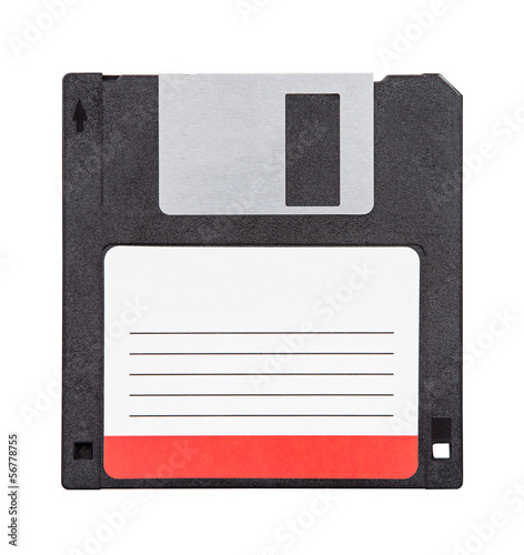 The old floppy disk for PC isolated on white background photo
