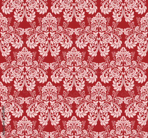 Seamless claret Wallpaper with pink roses.