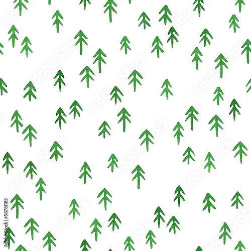 Seamless stylish pattern with watercolor christmas trees