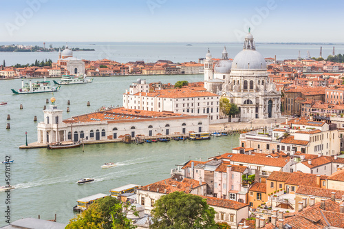 Grand Canal and Basilica on sunny day, Venice
