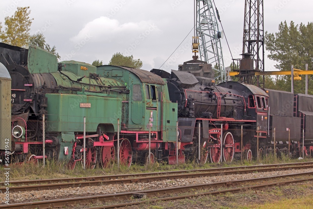 Fototapeta premium vintage black steam powered railway train
