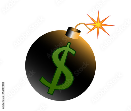 dollar crisis Ignited bomb vector illustration