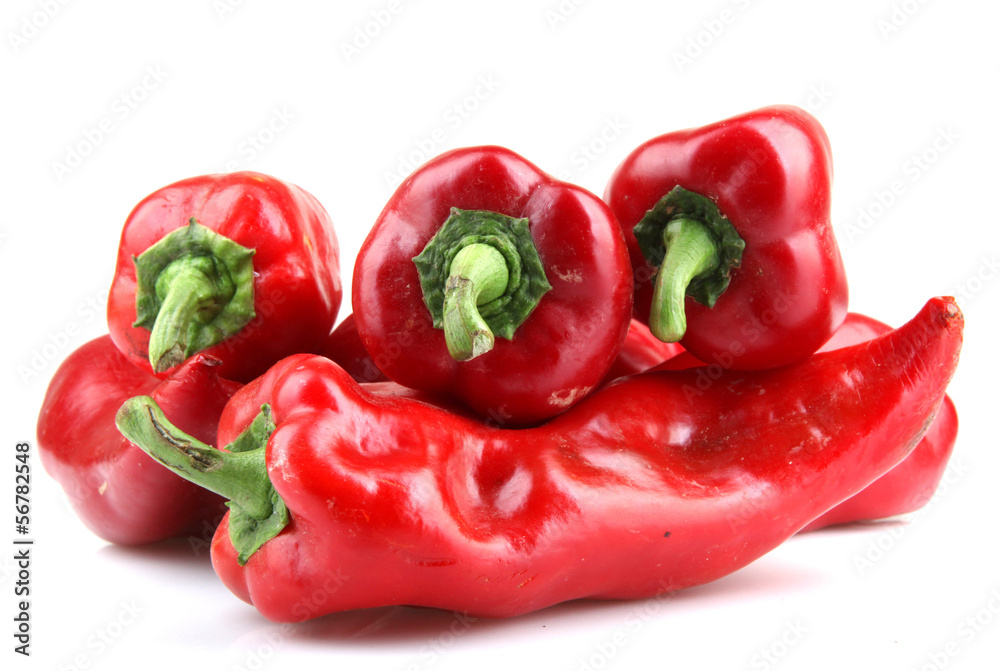Red Chilli Peppers On White Background Red Chilli Peppers On White Background