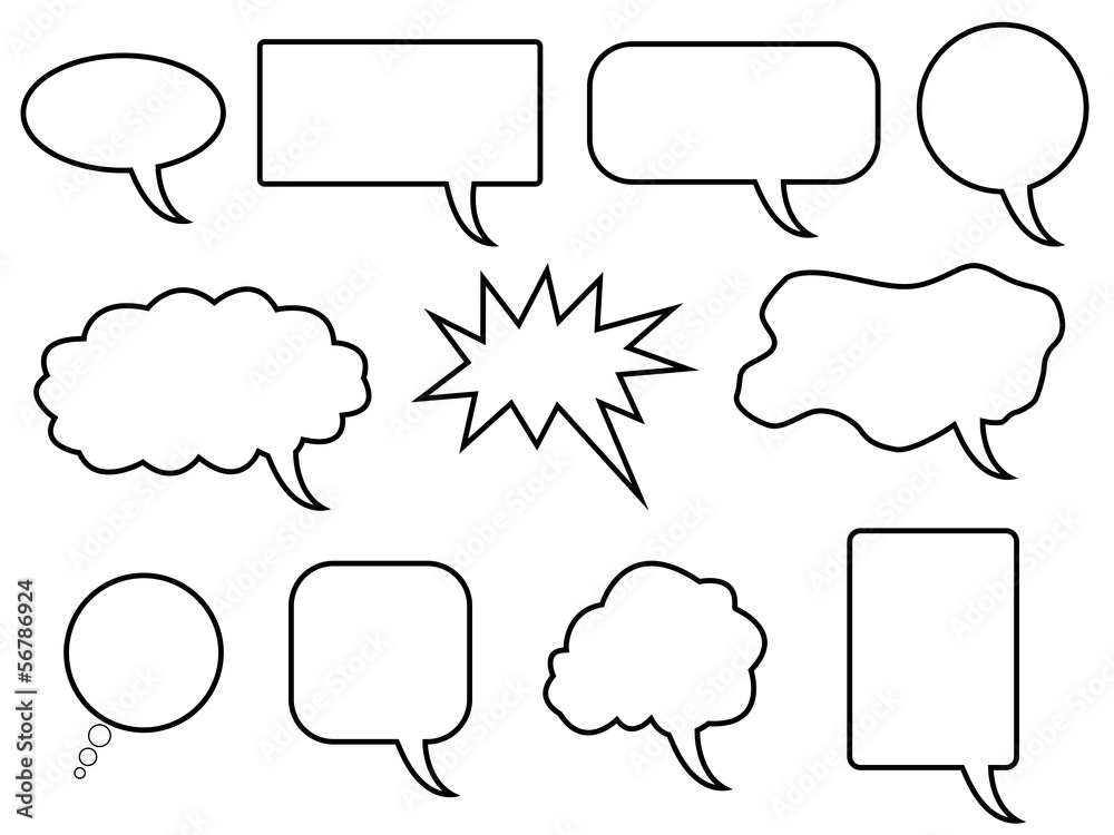Set of speech bubbles illustrated on white