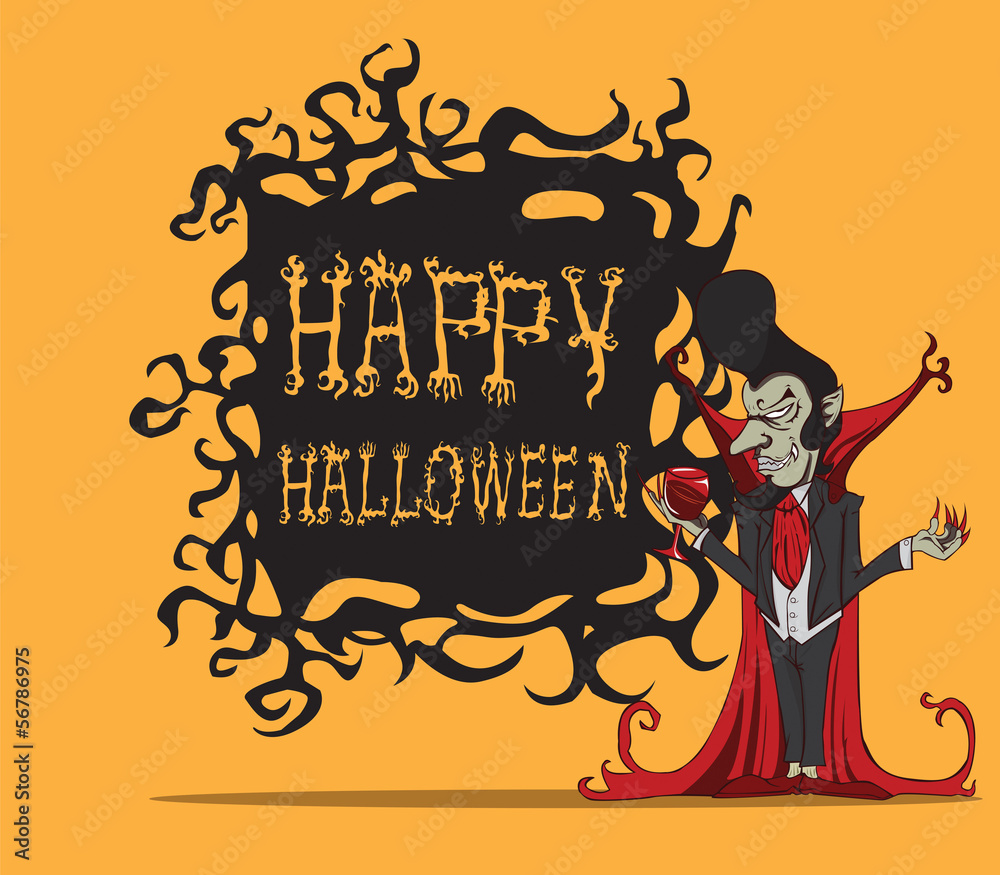 Naklejka premium Cartoon Count Dracula. Halloween monster