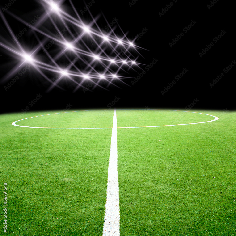 soccer stadium with bright lights