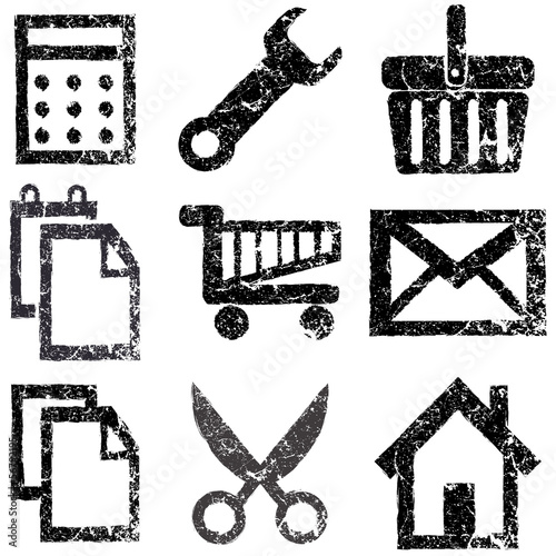 Set of grunge web icons